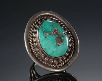 Navajo Turquoise & Silver Ring: SZ:  6.25 Native American Jewelry   
