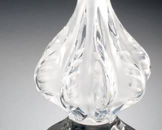 Lalique Crystal Marie-Claude Tall Stick Neck Glass Bud Vase
