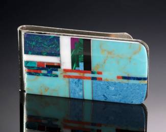 Multistone Inlay Money Clip 
