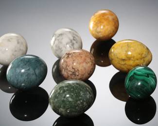 Lot of 8 Marble/Granite Stone Eggs
