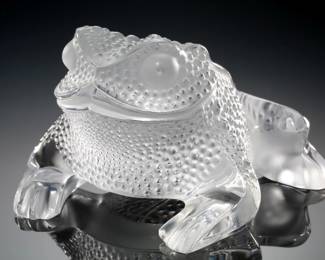Lalique Crystal Gregoire Toad Paperweight Glass Frog Sculpture 
