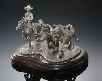 B Kay Pewter Cowboy Sculpture
