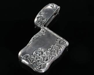 Antique Sterling Silver Repousse Match Safe
