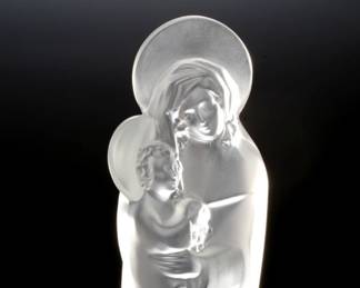Lalique France Crystal Mother & Child Figurine Virgin With Jesus-Madonna
