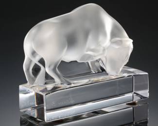 Lalique Crystal Taureau Bull Paperweight Glass Sculpture No. 1194
