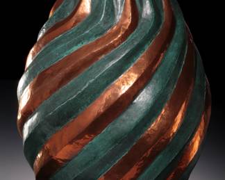 Marsar &nbsp;Ribbed Heavy Hammered Copper Decorative Floor Vase
