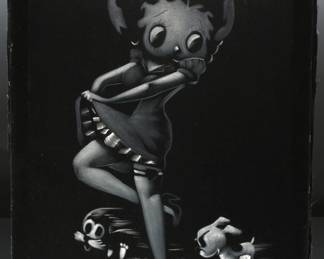 Vintage Betty Boop Velvet Painting Signed Art
