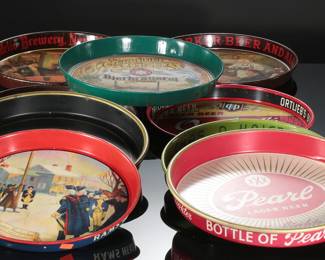 Lot of 9 Vintage Beer Advertising Trays 
