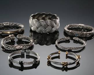 Lot of 7 Costume Jewelry Cuff/Hinged Bracelets  
