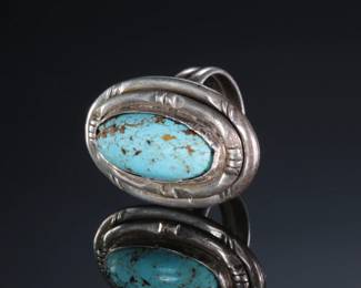 Navajo&nbsp;Beatrice Kee Sterling Silver & Turquoise Ring SZ 8 Native American Jewelry&nbsp;
