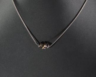 David Yurman 18k Gold & Sterling Silver Necklace Crossover Cable 
