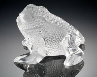 Lalique Crystal Gregoire Toad Paperweight Glass Frog Sculpture 
