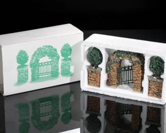 Department 56 Stone Corner Posts with Holly Tree and Stone Archway Heritage Village Collection
