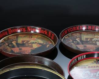 Lot of 9 Vintage Beer Advertising Trays 
