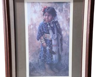 Singed Arlene Hooker Fay Bonnie In Blue AP Artis Proof Framed Art Native American  
