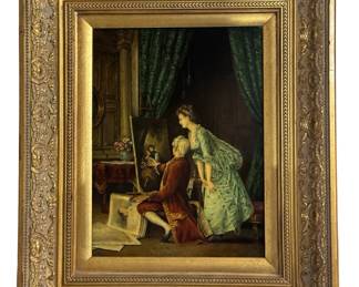 Original Painting H. Henriot The Artist's Studio Art 
