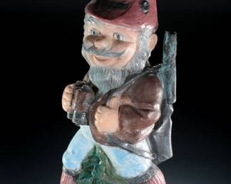 Vintage Garden Gnome Concrete Statue German Elf Hunter Signed 
