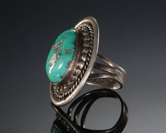 Navajo Turquoise & Silver Ring: SZ:  6.25 Native American Jewelry   
