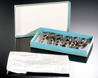 Set of 6 Webster Sterling Silver/ Steel Corn Cob Holders
