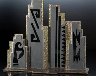 Original Studio Art Glass & Bronze  Southwest Modern Sculpture
