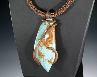 Native American Copper & Turquoise Necklace 
