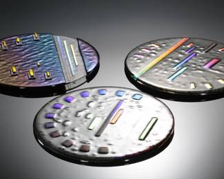 Lot of 3 Studio Art Glass Wall Art Disc
