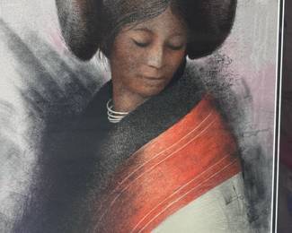 Signed Lithograph Clifford Beck Jr Hopi Maiden Framed Art 
