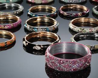 Lot of 17 Costume Jewlery Cuff/Hinged Bracelets 
