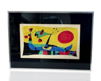 Joan MIRO Peacocks Vintage Lithograph Print Ferdinand Roten Galleries Framed Art
