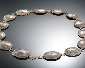 Navajo Orville White Sterling Silver Concho Belt Native American Jewelry 
