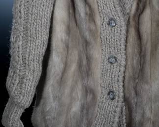 Beckmans Grey Fur & Knit Coat Jacket
