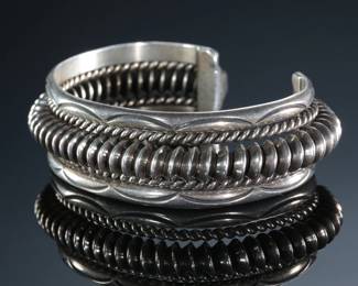 Navajo Elaine Tahe Sterling Silver Cuff Bracelet SZ: 6 Native American Jewelry 
