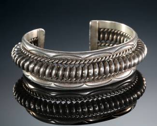 Navajo Elaine Tahe Sterling Silver Cuff Bracelet SZ: 6 Native American Jewelry 
