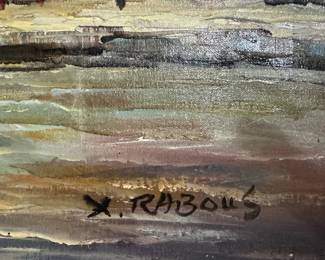 Original Art Xavier Rabous Regensburg Stone Bridge Cathedral Painting 
