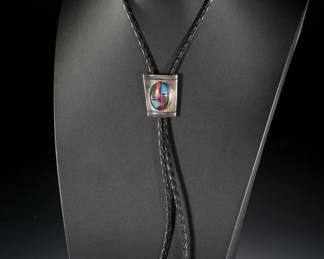 Native American Sterling Silver Multi-Stone Inlay Bolo Tie VHCManygoats
