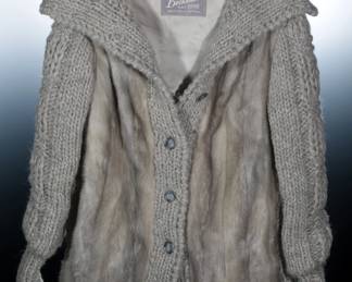 Beckmans Grey Fur & Knit Coat Jacket
