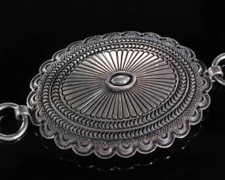 Navajo Orville White Sterling Silver Concho Belt Native American Jewelry 
