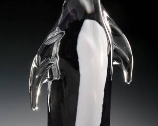 Hand Blown Art Glass Penguin Paperweight Sculpture
