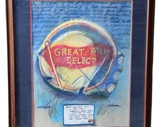 Original Art Great Falls Breweries Great Falls Select Pastel Painting 
