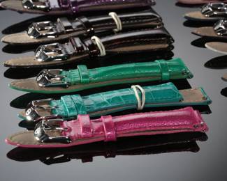 Lot of 16 Genuine Michele Watch Bands Straps Leather Ladies SZ 18
