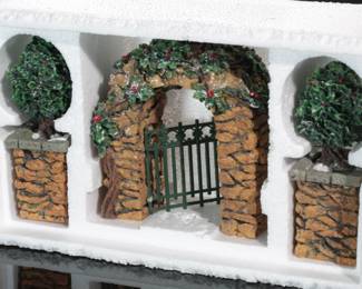 Department 56 Stone Corner Posts with Holly Tree and Stone Archway Heritage Village Collection
