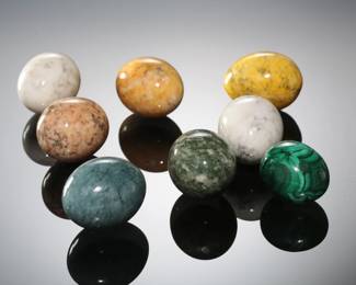 Lot of 8 Marble/Granite Stone Eggs
