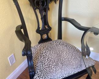 Pair of black painted arm chairs