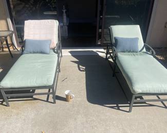 Pr Brown & Jorden, Florentine pattern chaise lounges