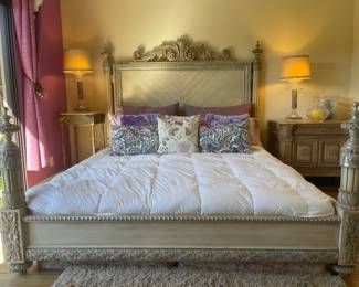 Heavily Carved and Gilt King Size Bed