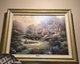 Large, framed print "Gardens Beyond Spring Gate" by Thomas Kinkade