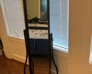 Floor mirror on iron stand