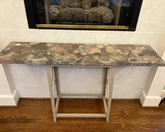 Marble top table with iron base