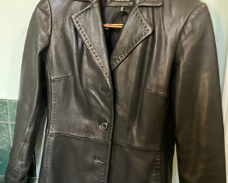 Jones New York black leather jacket, size M