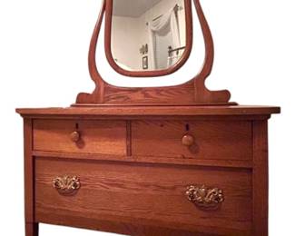 Antique Oak Vanity Dresser